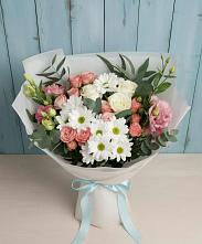 Букет цветов из:  Розы, Лизиантусы и Хризантемы в Степаньково