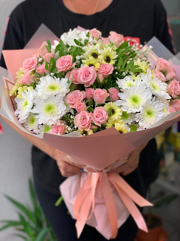 Букет цветов из: Розы и Хризантемы в Степаньково