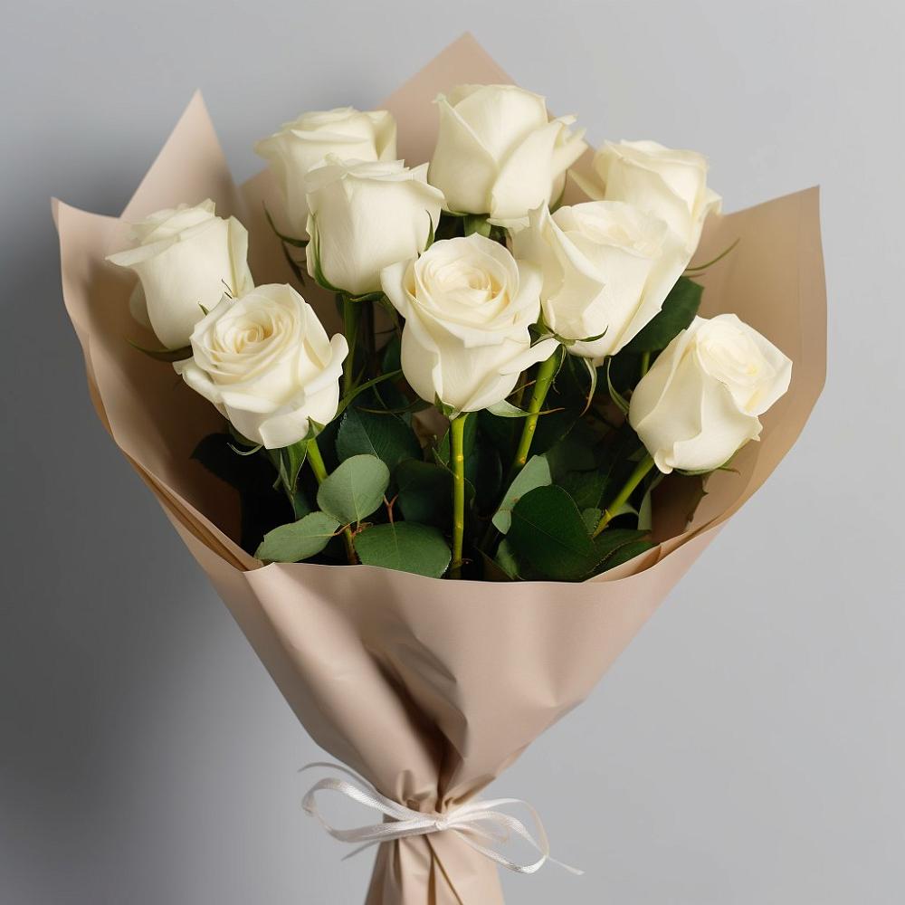 Букет 9 Белых роз Эдлесс Лав в Степаньково
