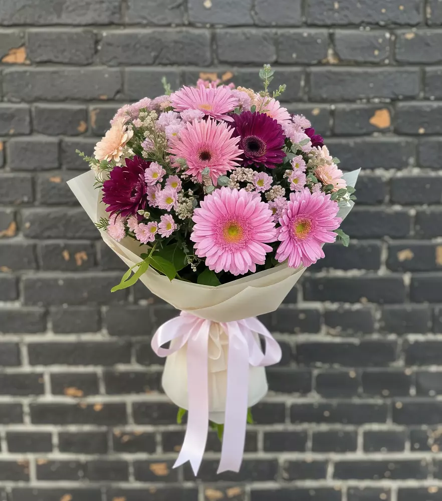 Букет цветов из: Герберы и Хризантемы в Степаньково