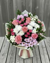 Букет цветов из:  Альстромерии, Гвоздики, Розы и Хризантемы в Степаньково