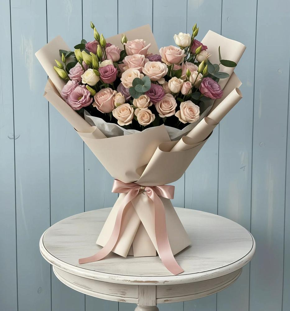 Букет цветов из: Розы и Лизиантусы в Степаньково