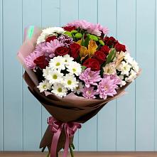 Букет цветов из:  Розы, Хризантемы и Альстромерии в Степаньково