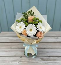 Букет цветов из:  Герберы, Розы и Хризантемы в Степаньково
